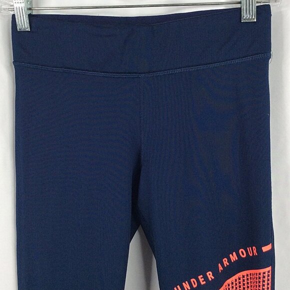 Under Armour ColdGear Block Graphic Leggings Womens Size Small Navy Pink - Picture 5 of 9